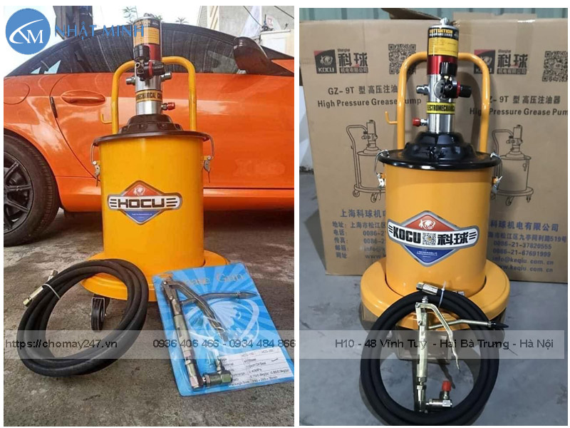 Máy bơm mỡ mua sẵn đủ phụ kiện cần thiết đi kèm