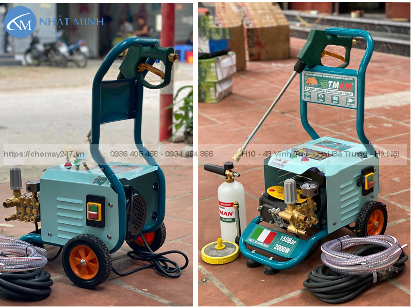 Máy rửa xe gia đình cao áp bán chuyên 2000w thế hệ mưới Jetman với đủ phụ kiện đi kèm