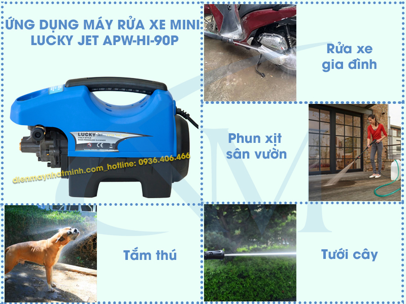 Ứng dụng máy rửa xe mini Lucky Jet APW-HI-90P